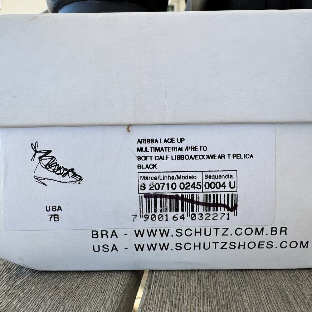 New Schutz Arissa Lace Up Ballet Flats Leather Black Womens Size 7 - Picture 3 of 14